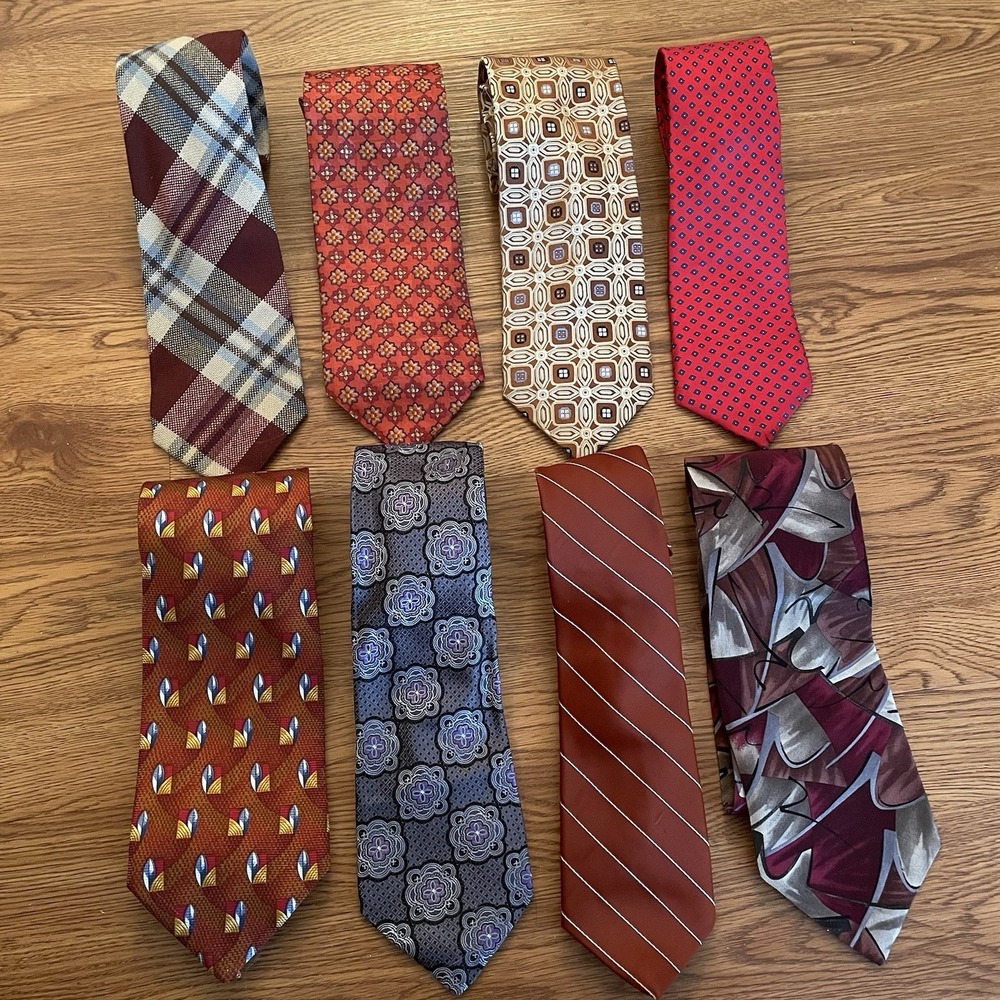 Men's Vintage Neckties Lot Of 8 Retro 7-Silk 1-Wool See Description For Brands